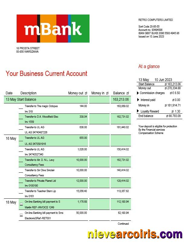 MBank company statement